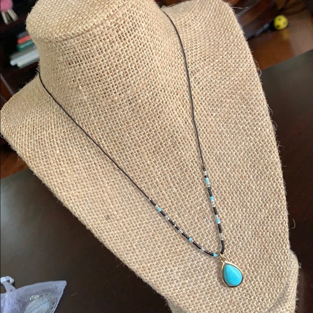 Black and turquoise plunder necklace